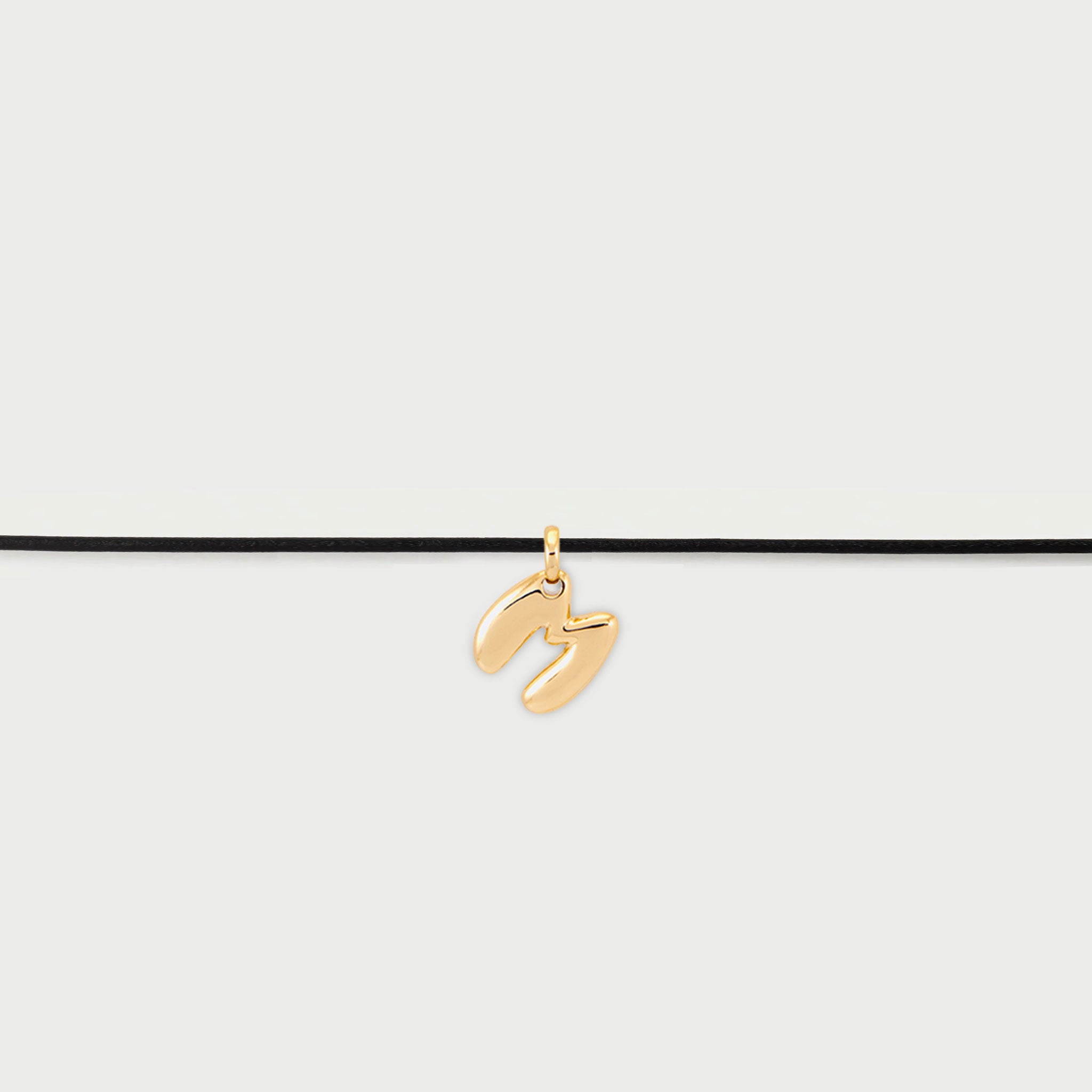 Initial M Cord String Necklace in Gold